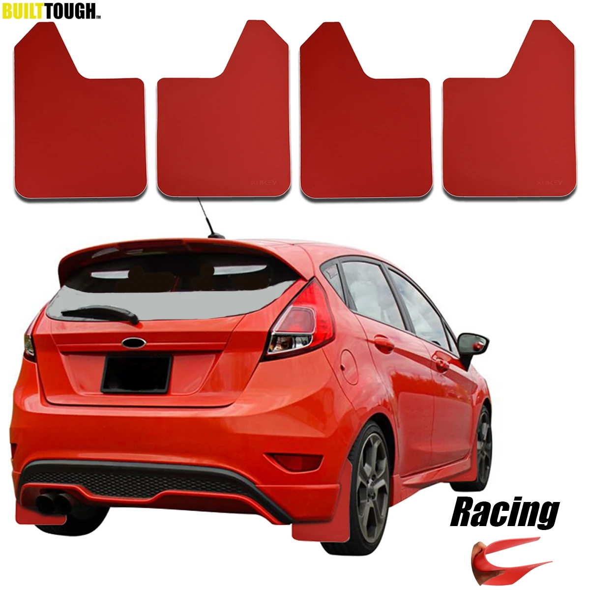 Red Mudflaps Mud Flaps Splash Guards Mudguard For Ford Fiesta ST ST150 ST180 ST200 ST-LINE Line 500 ST500 Zetec S Ghia XR4 RS