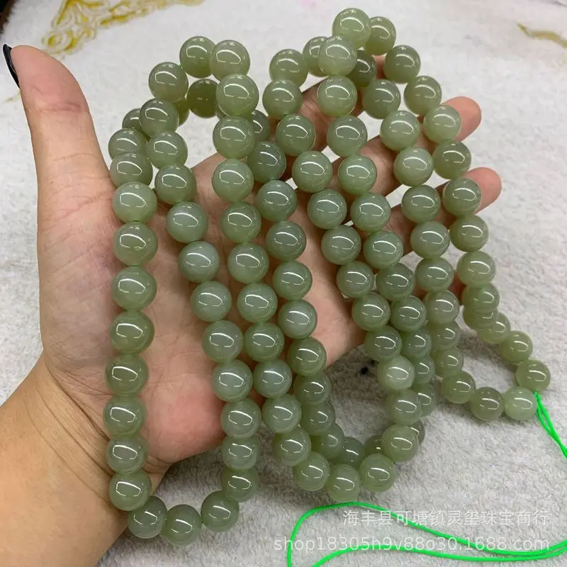 Hetian Jade Qinghai Material Color 12Mm 108 Multi-Loop Bracelet Accessories Loose Beads