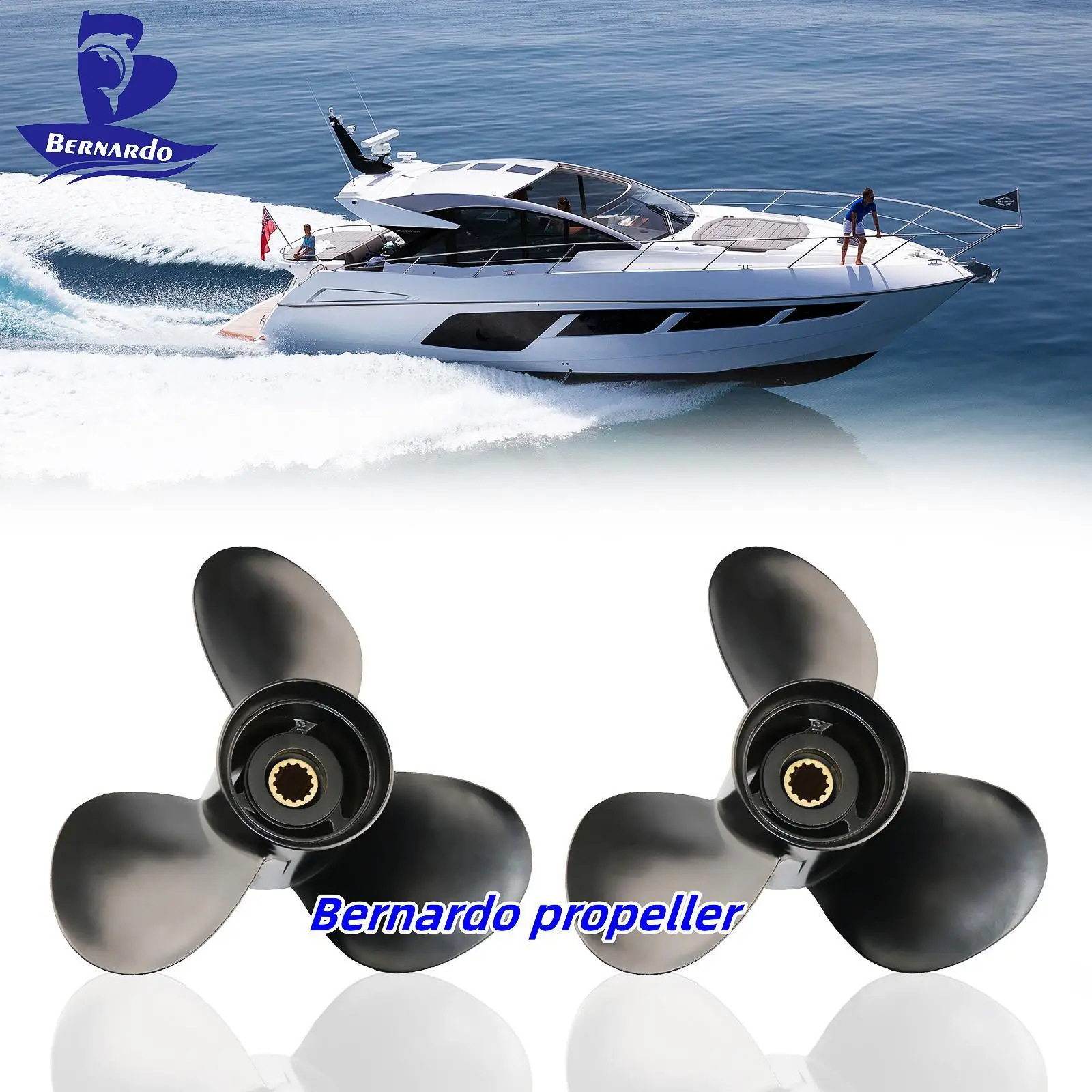 Bernardo Boat Propeller 11.1x14 Fit Tohatsu Outboard Engines 35 40 50 HP Motor Aluminum Alloy Screw 3 Blades 13 Tooth Spline RH