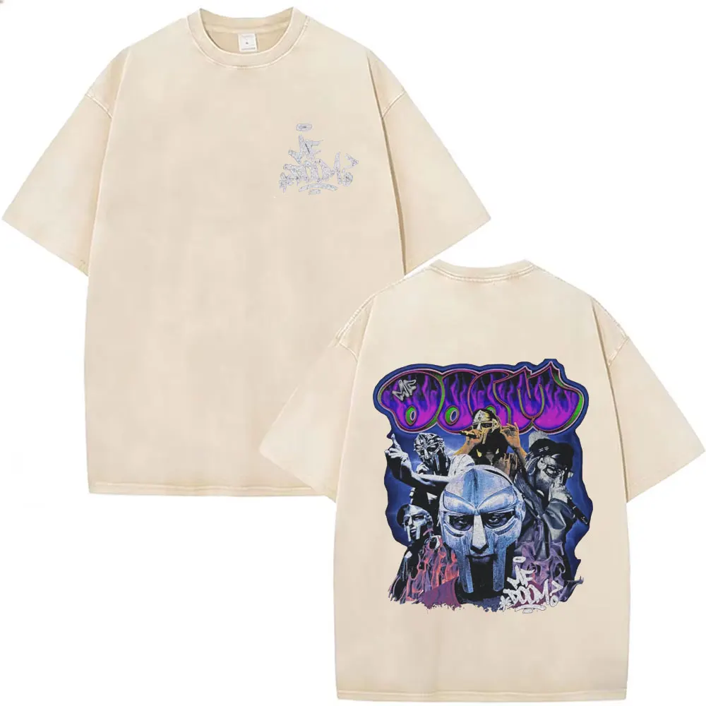 

Washed Vintage Rapper Mf Doom Madlib Madvillainy Metal Mask Graphic T-shirt Men Women Clothing Hip Hop Fashion Oversized T Shirt