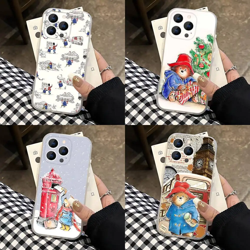 

Cute P-PaddinGton B-Bear Frosted Clear Magnetic Case for iPhone 17,16,15,14,13,12,11 Pro,Max,Plus,Mini,Air,E