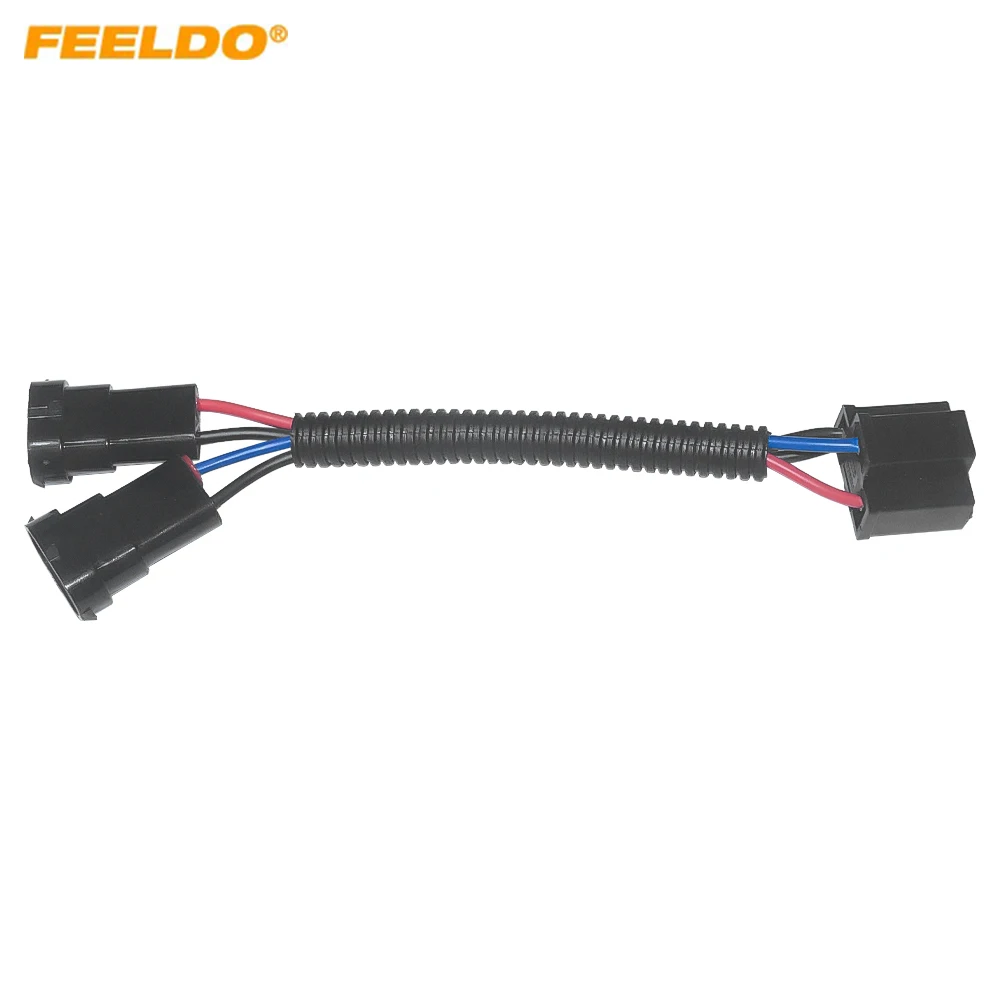 FEELDO Auto Headlight Lamp Wiring Socket Adapter H4-21 To H11-11 Double Female Connector Plugs Car Light Wire Cable