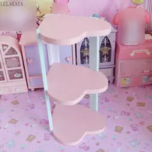 Pink Love Shelf Three-layer Wooden Storage Rack Doll Display Shelf ...
