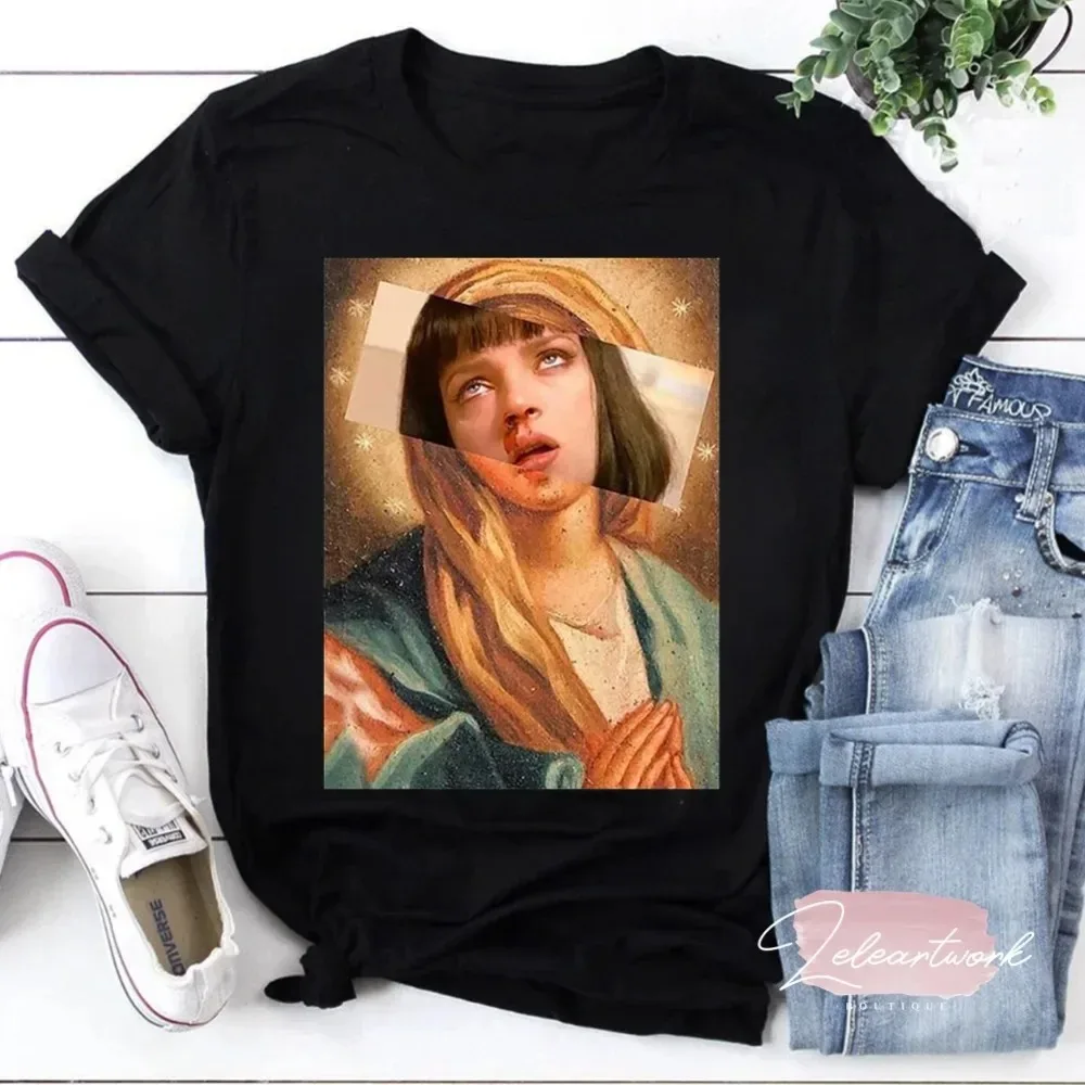 Pulp Fiction Movie T-shirt Quentin Tarantino Film Tee Men's Women's Loose and Breathable T-shirt Top Female Male Clothing