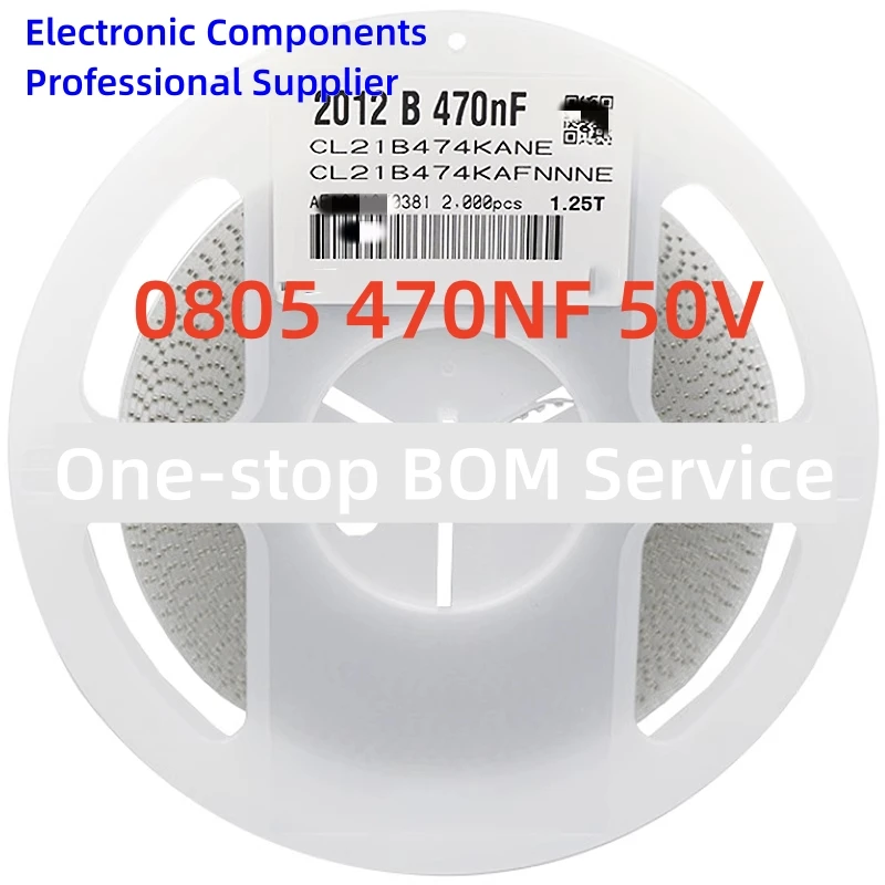 

2000PCS/reel SMD Chip Ceramic Capacitor 0805 2012 50V 474K 470nF 0.47UF X7R 10% 6.3V 10V 16V 25V 35V 50V CL21B474KBFNNNE