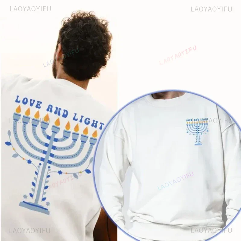 Hanukkah Sweatshirt O-neck Hoodie Trendy Chanukah Family Matching Warm Hoody Men Women Unisex Jewish Party Gifts Pullover