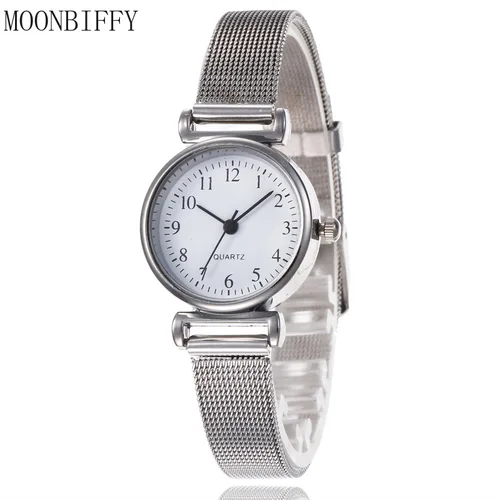 Relojes de moda para mujer, reloj de pulsera de lujo, banda de acero inoxidable blanco, relojes de cuarzo clásicos, regalos diarios