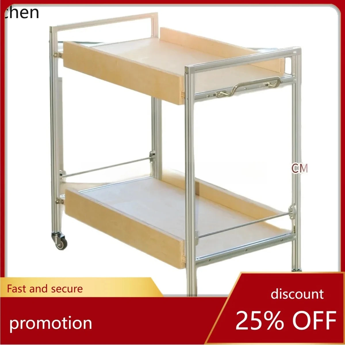 PYH Simple Style Trolley Movable Double-Layer Storage Rack Display Rack for Living Room and Bedside Bedroom
