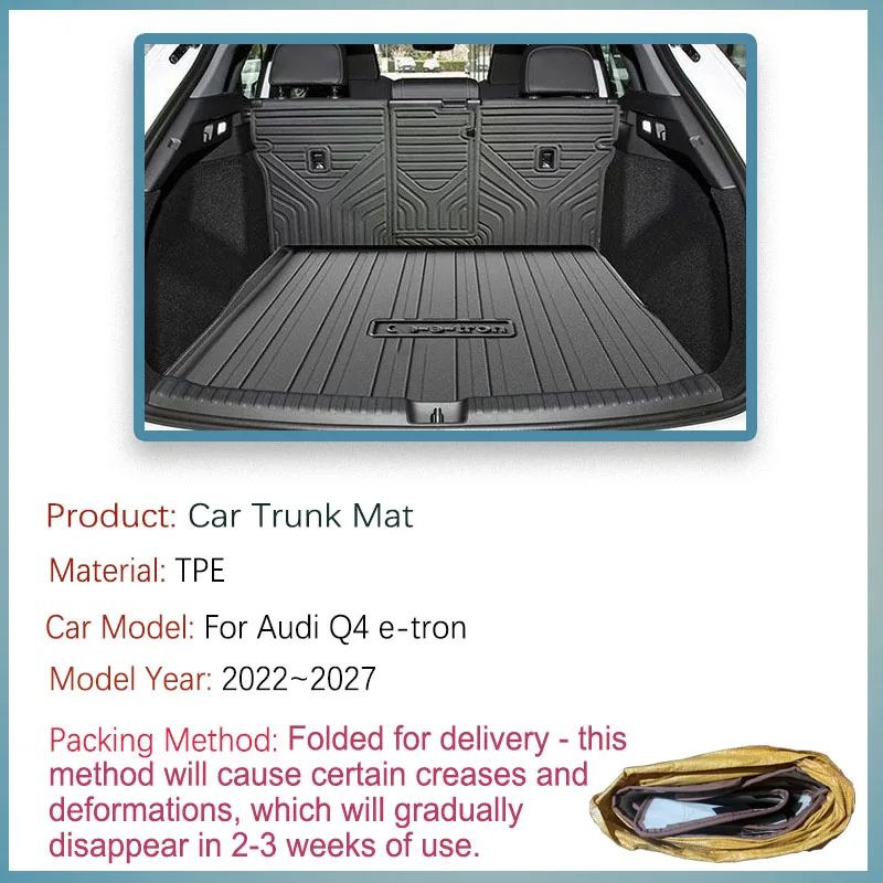 Car Rear Trunk Mats For Audi Q4 e-tron F4 2022~2027 Waterproof Storage Rugs TPE Cover Back Seat Pad Cargo Liner Auto Accessories