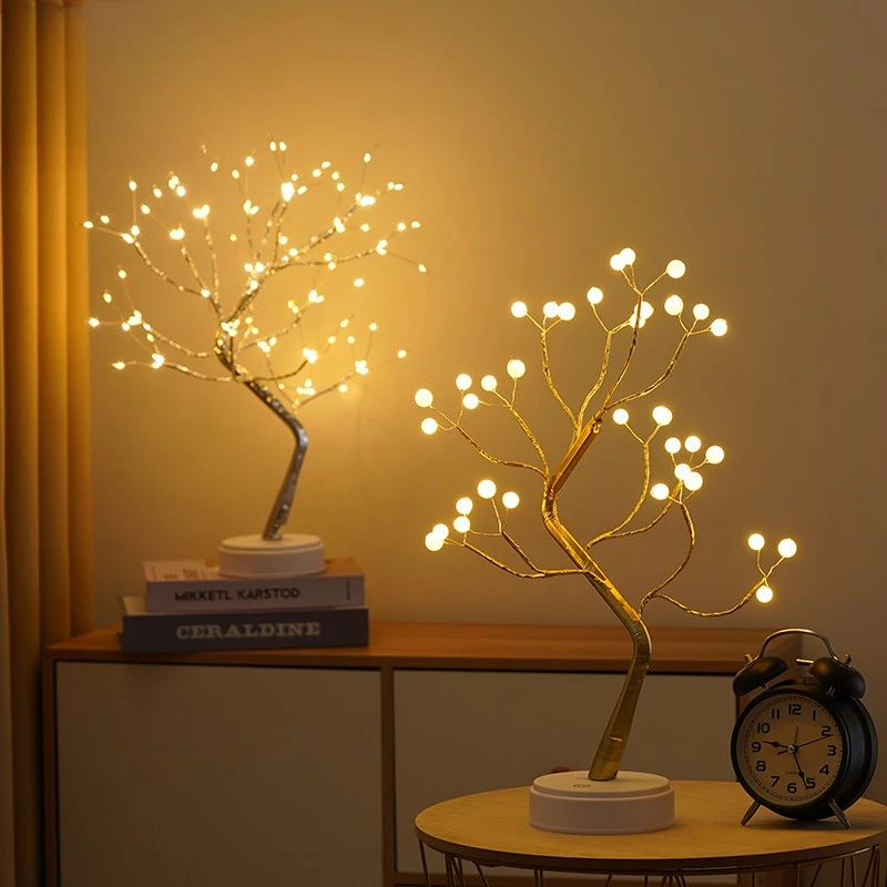 Pearl Tree Lamp Desktop LED Night Light Home Indoor Creative Decoration Light Christmas Party Supplies Decoration Luminous Tree