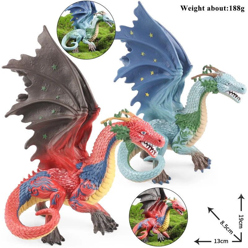 Oenux New Flying Magic Dragon Chinese Dinosaurs Phoenix Monsters Animals Toy Action Figures Model PVC Collection Kids X-mas Gift