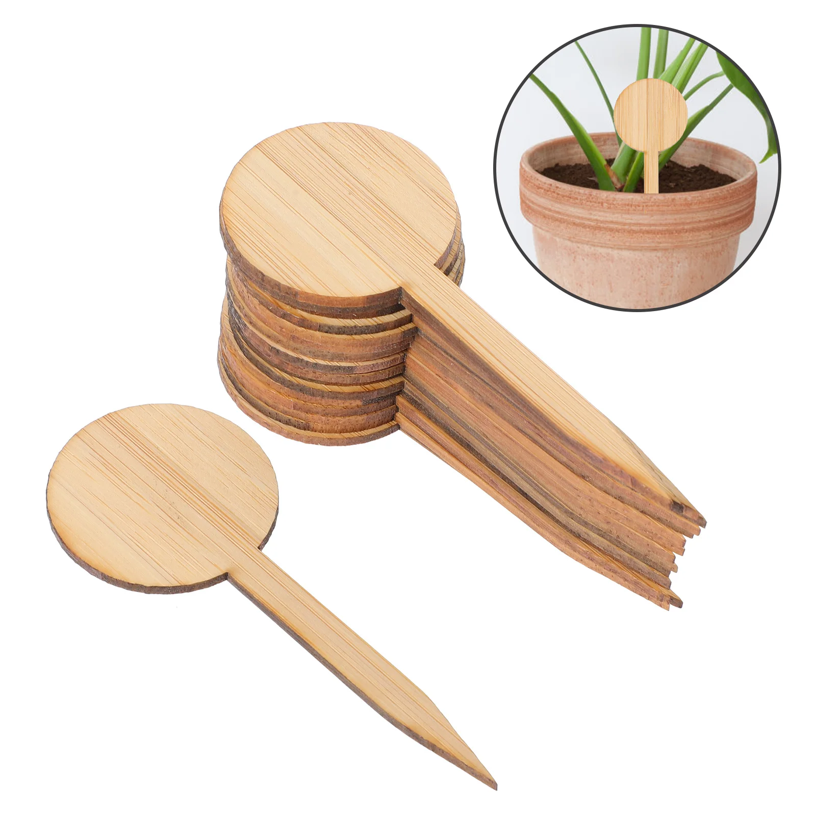 

20Pcs Bamboo Garden Labels Reusable T-Shaped Plant Markers with Smooth Writing Surface for Seedlings Nursery Mini