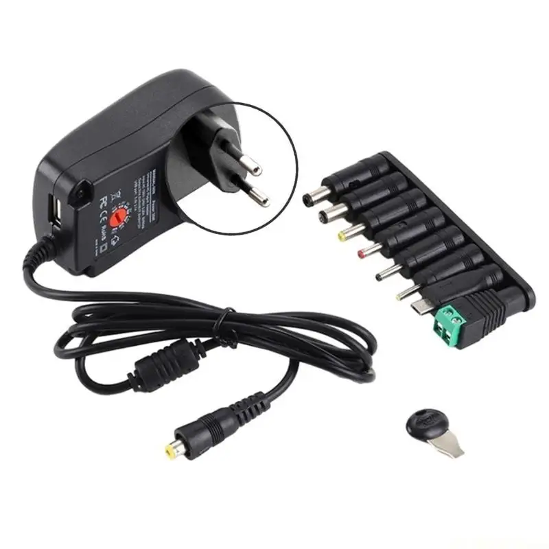 E56B AC110-240V DC3V-12V Universal Power Adapter 30W for LED Light Strips Speaker