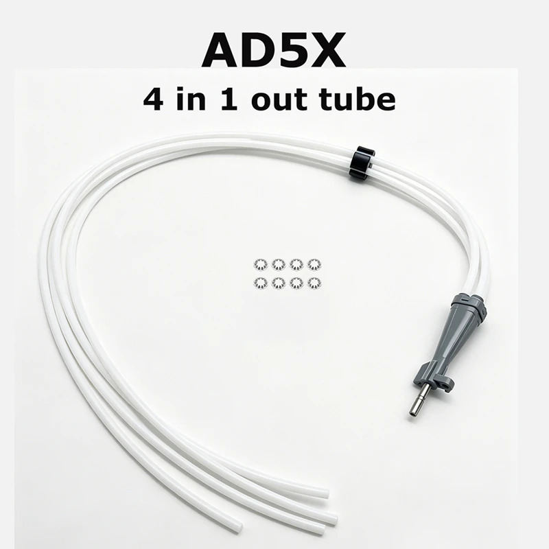 4 in 1 Out Tube Set with Screws for AD5X 3D Printer Filament Hub Connector 4-Color Module Feeding PTFE Tube [No.3 Elnic]