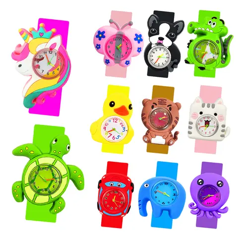 Ragazzi Ragazze Orologi Bambino Asilo Regalo per feste Bambini Tempo di studio Orologi da polso giocattolo Schiaffo Orologio da polso Cartoon Orologi per bambini 22