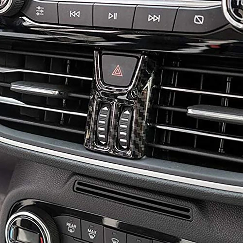 Car Styling Accessories 1PCS ABS Interior Warning Light Lamp Switch Cover Trim for Ford Focus 2019 2020,Carbon Fiber