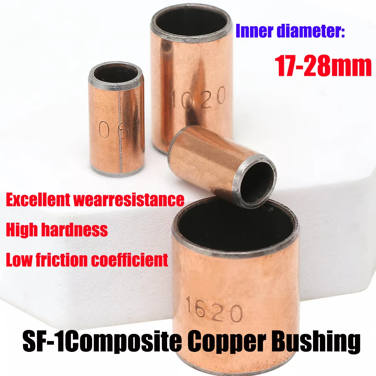 SF-1 Composite Copper Bushing,Inner diameter 17-28mm Oil-free Self-lubricating Sliding Bearing, Machinery Equipment Shaft Sleeve