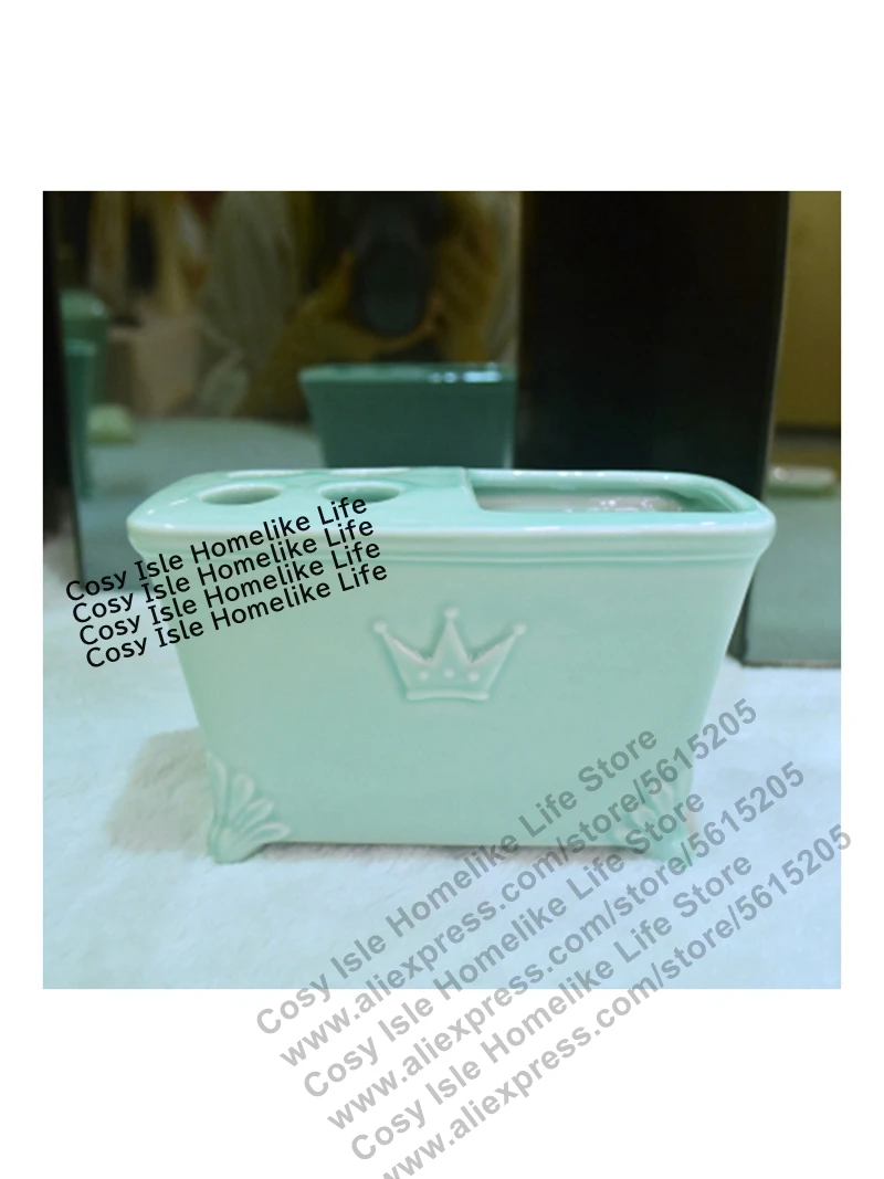 Ceramic Toothbrush Holder Vintage White Gilding Edge Toothpaste Holders Brush Storage Container Organizer Bathroom Accessories