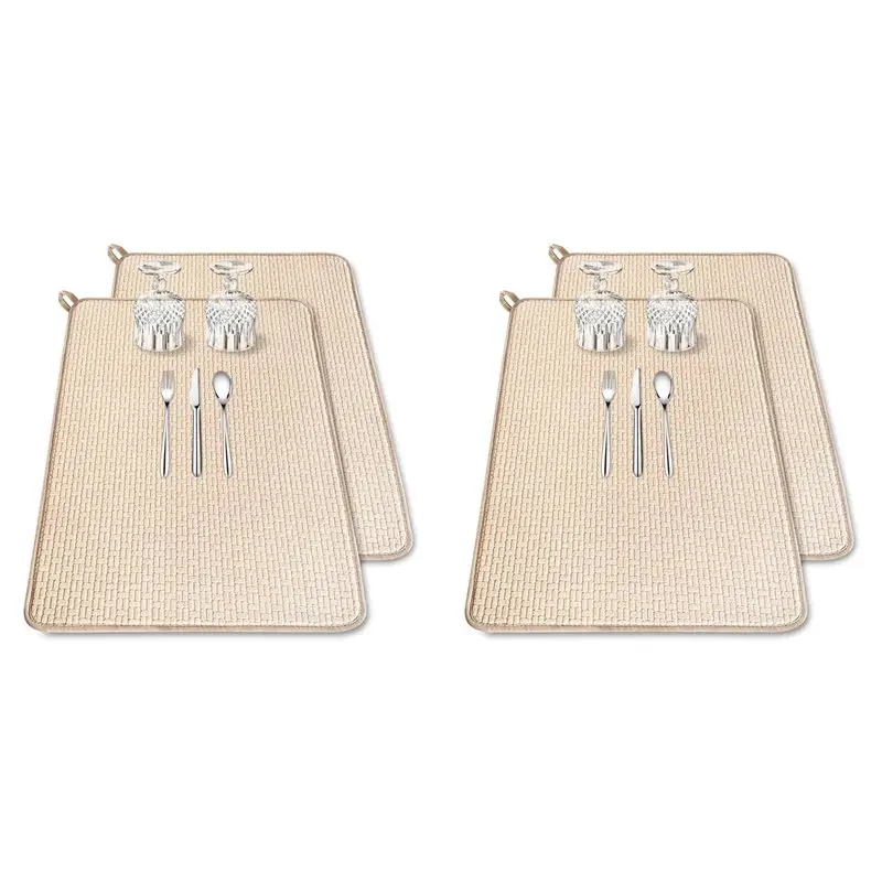 4 Pack XXL Large Microfiber Dish Drying Mat,24X17.7 Inch Absorbent Dish Drainer Kitchen Counter,Dish Drying Pad