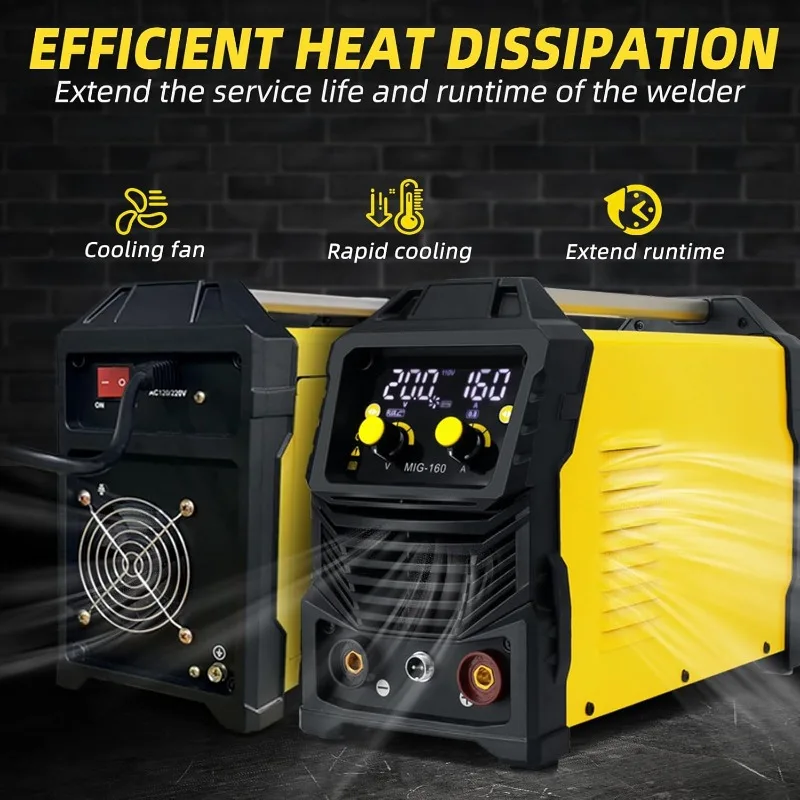 ماكينة لحام MIG 160 أمبير، 110 فولت/220 فولت، ماكينة لحام أساسية للتدفق، ماكينة لحام MIG/Lift TIG/Stick ARC 3 في 1