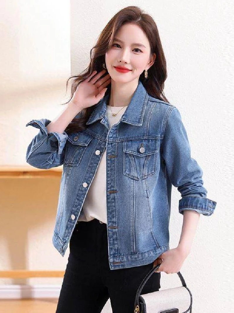 

Женская джинсовая куртка, повседневный ретро-гонконгский кардиган, топ, весна-осень 2023, новый дизайн, ветрозащитный, с застежкой на талии