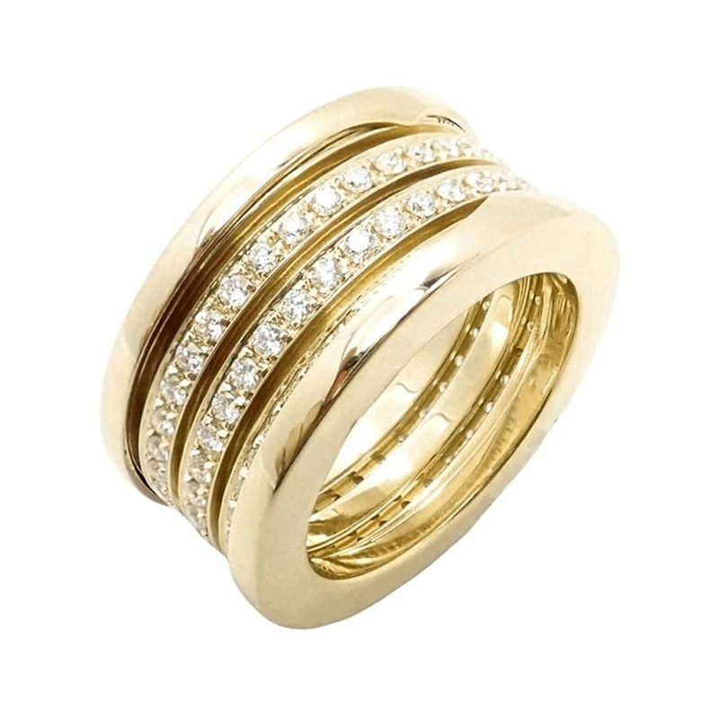 Huitan Opulent Gold Color Rings with Shiny CZ Trendy Brilliant Engagement Jewelry Female Chic Delicate Party Finger Accessories