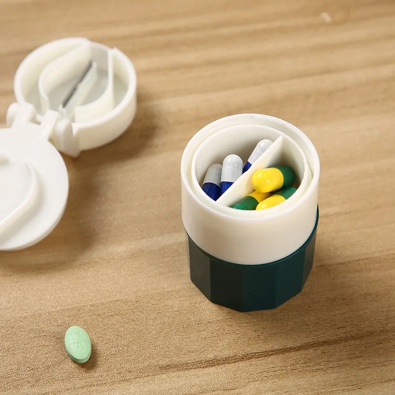 4 In 1 Portable Pill Case Medicine Splitter Powder Pastillero Grinder Pill Cutter Medicine Box Storage Drug Container Pillbox
