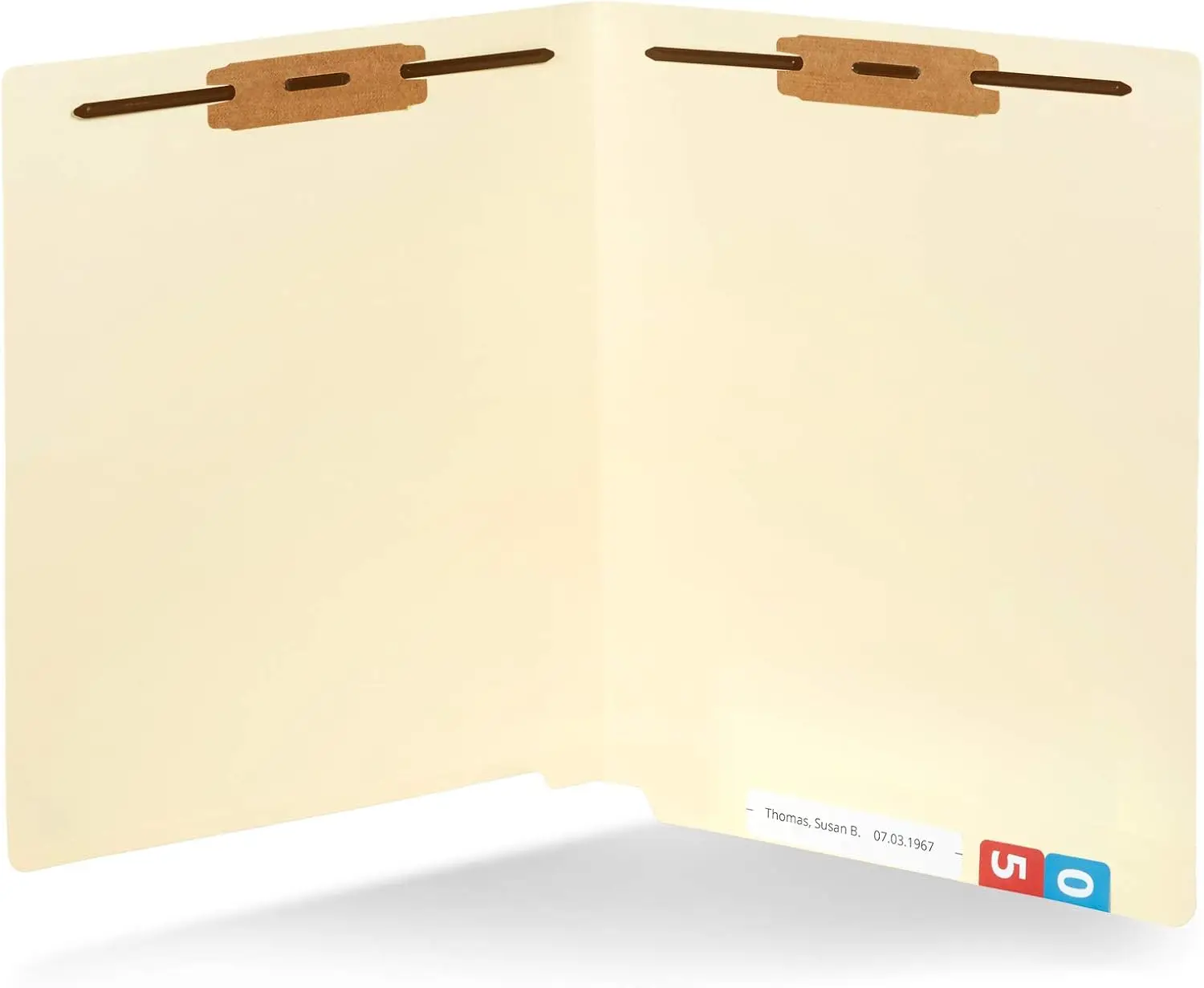 

Heavyweight Manila File Folders with End Tabs, 2 Fasteners, Letter Size, 50 Pack for Office and Medical Use