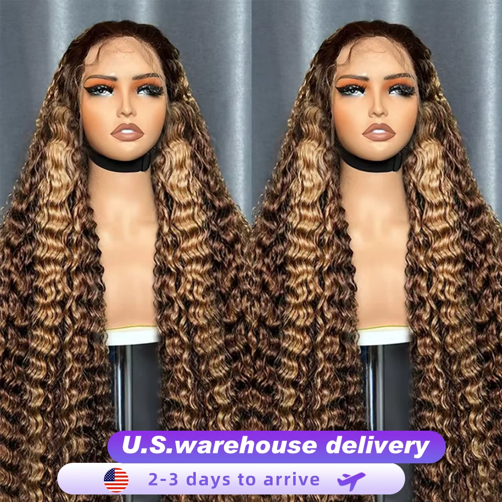

250% 4/27 Highlight 13x6 HD Deep Wave Lace Front Wigs Human Hair 30 40Inch Curly Wig PrePlucked Straight Frontal Wigs Human Hair