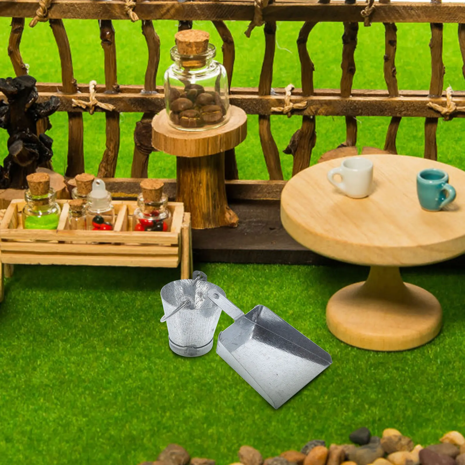 

10 Pcs Decoration Miniature Pail Dollhouse Bucket Metal Buckets Dustpan Accessory