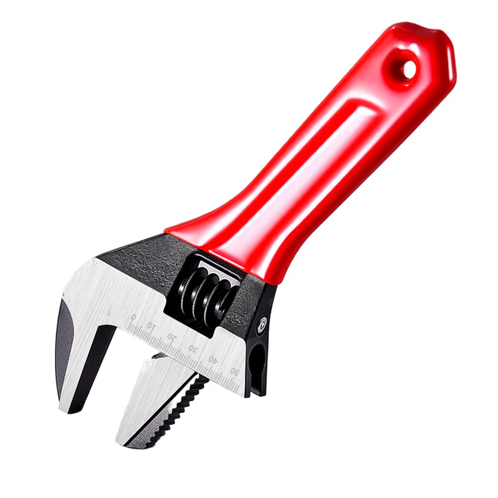 Bathroom Wrench Short Handle Wrench Non-slip Jaw Teeth Heat-treated Carbon Steel Short Sturdy Handle Hand Tool Set Red Black
