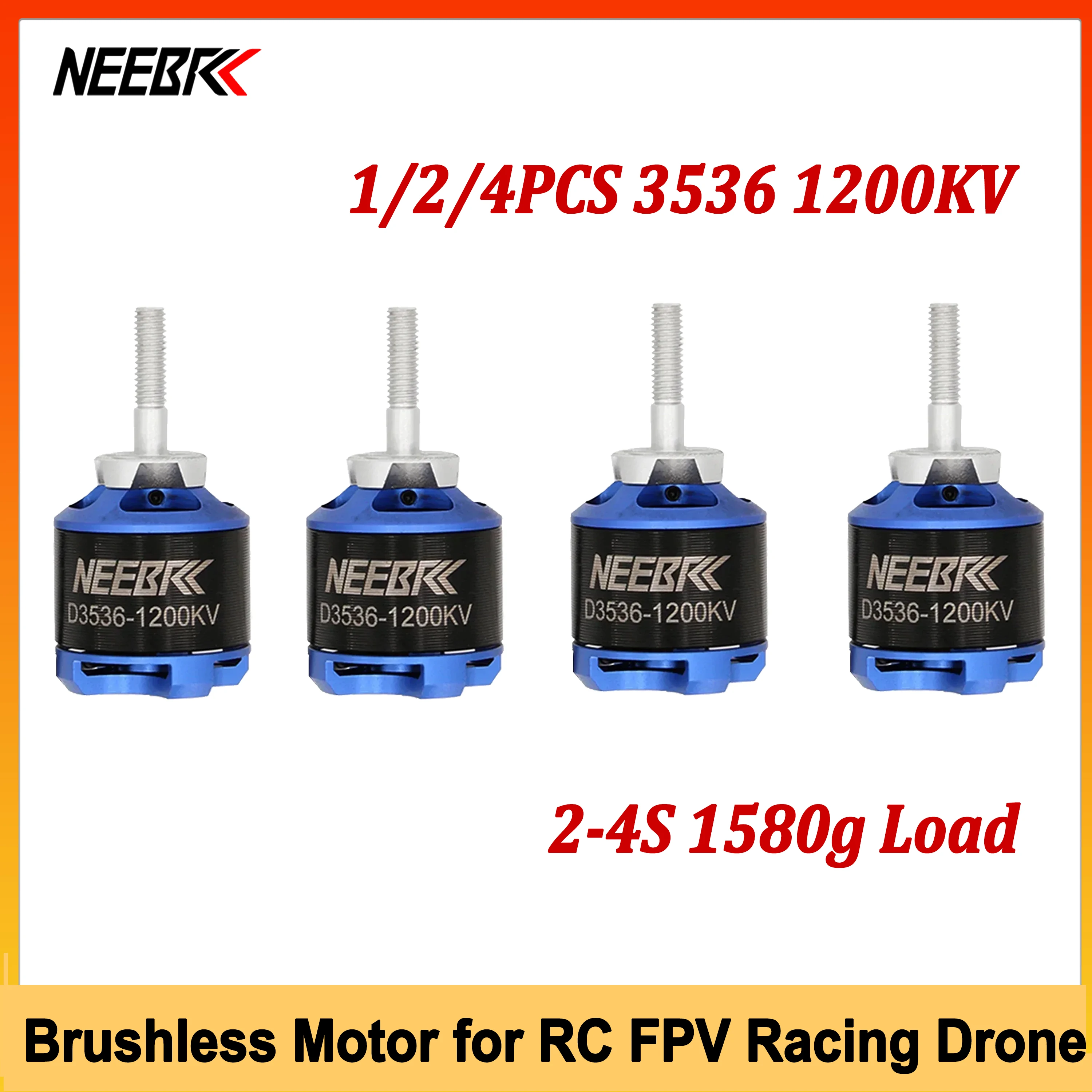 NEEBRC 1/2/4PCS 3536 1200KV 2-4S Motor sin Escobillas de 1580g de Carga para Dron de Carreras RC FPV, Quadcopter, Helicóptero de Ala Fija, Planeador