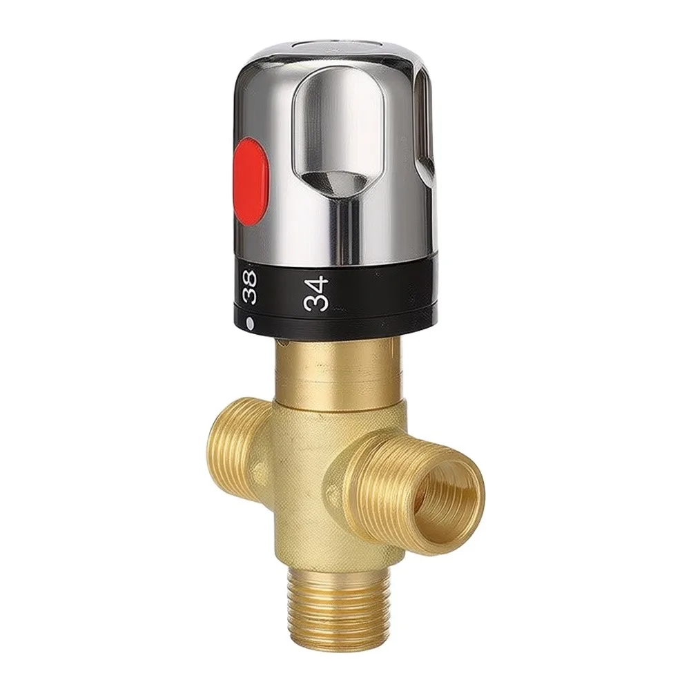 Solid Brass Thermostatic Valve with Precise Thermal Regulation and G1/2 Thread Connection for Plumbing Installations