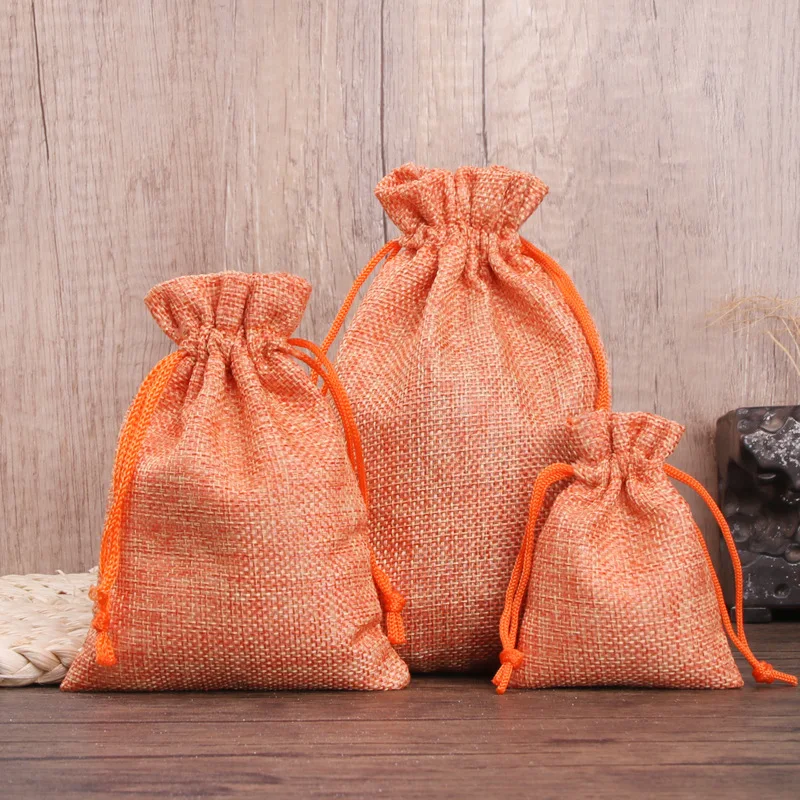 50 teile/los Leinen und Jute Kordelzug Tasche 7x9/10x14/13x18 cm schmuck Verpackung Hochzeit Süßigkeiten Weihnachten Party Geschenk Lagerung Tasche – Detail 9