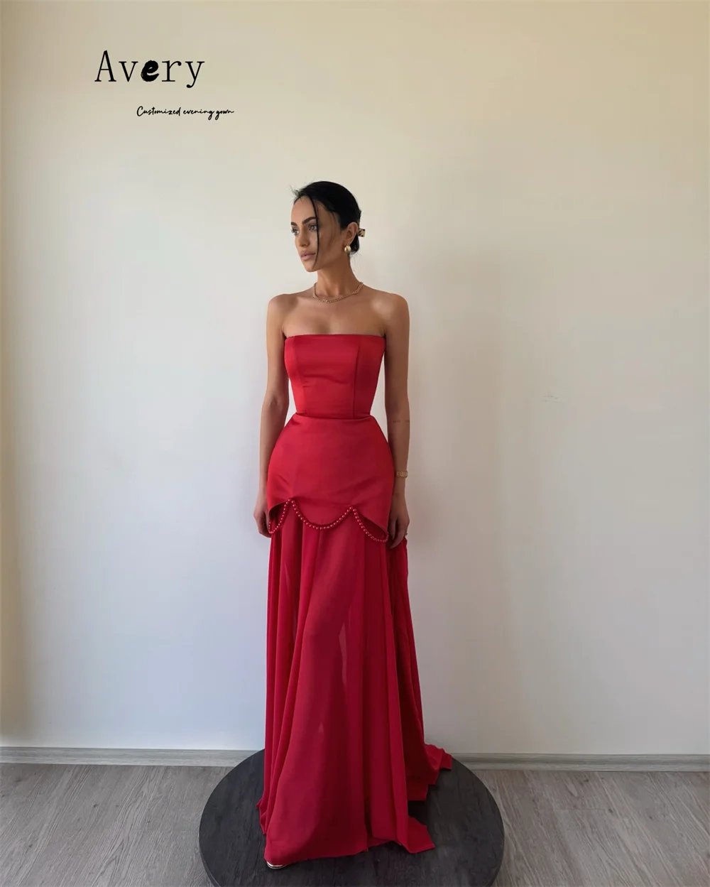 Avery Custom White Beaded Sleeveless Off the Shoulder Long Elegant Evening Party Dresses 2025 Woman Luxury Evening Dress Women's