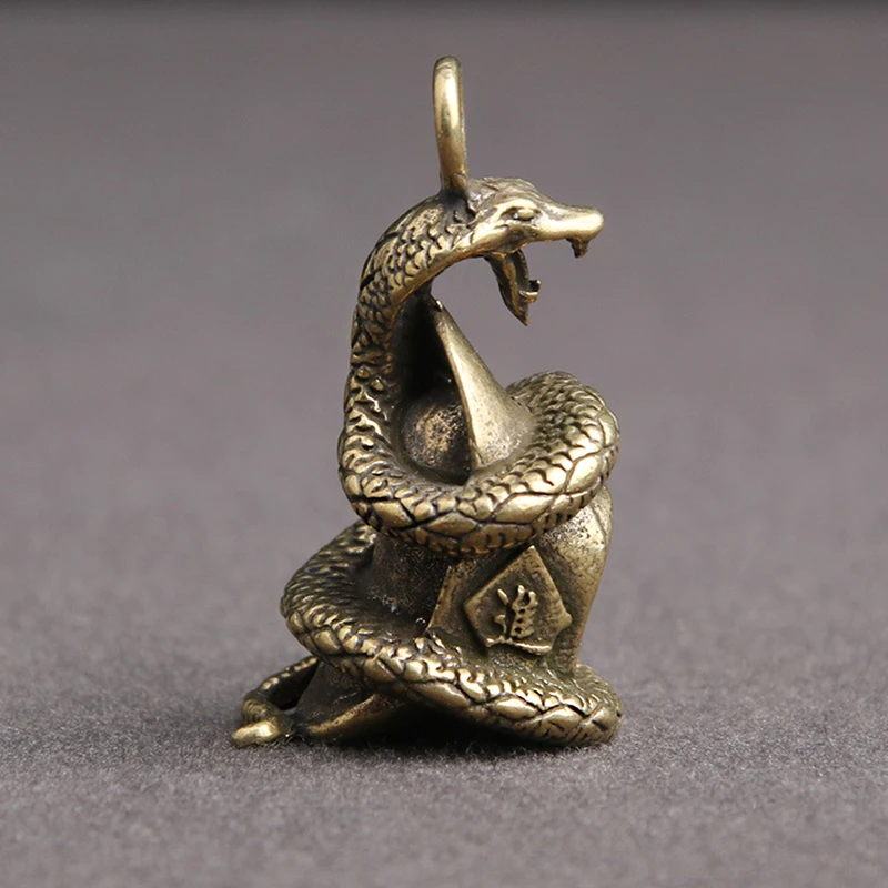 1pc Antique Bronze Cobra Boa Snake Statue Miniature Figurines Copper Zodiac Animal Desk Decorations Ornaments Crafts Pendant