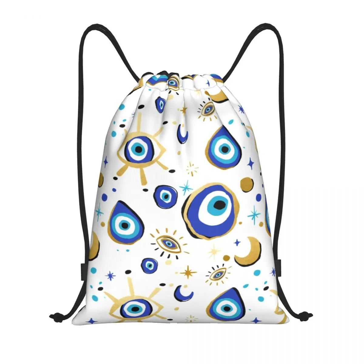 

Blue And Gold Evil Eye Drawstring Backpack Bags Men Women Lightweight Hamsa Nazar Boho Gym Sports Sackpack Sacks for Training