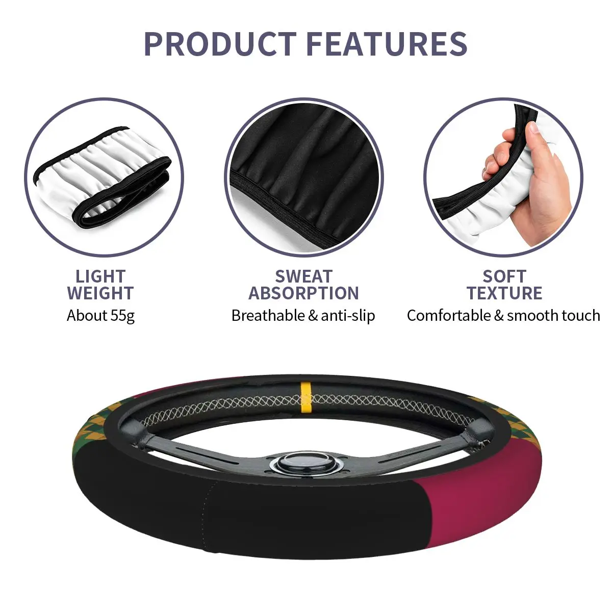 38 سنتيمتر عجلة توجيه سيارة يغطي شيطان القاتل المضادة للانزلاق Kimetsu No Yaiba أنيمي السيارات الديكور الملونة عجلة القيادة اكسسوارات