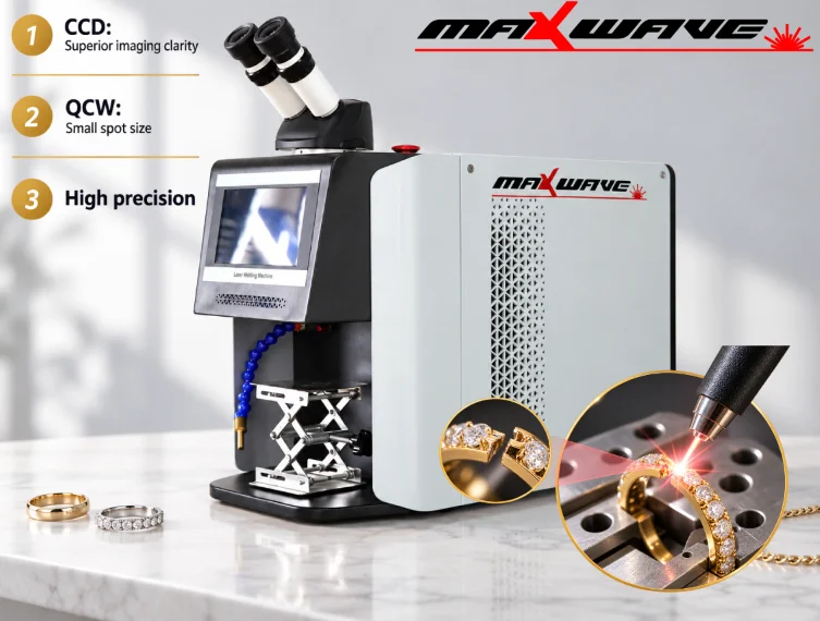 QCW Jewelry Laser Welding Machine Small Spot Precision Compact Desktop Welder for Gold Silver Platinum Ring Chain Clasp Repair
