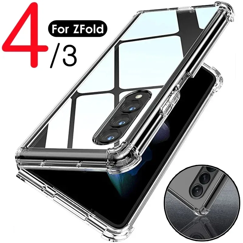 Shockproof Transparent Folding Case For Samsung Galaxy Z Fold 6 5 4 3 W24 W23 5G Hard PC Phone Cover Wireless Charging