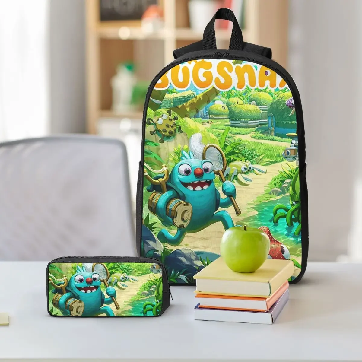 Bugsnax Game Poster Backpack Student Boys Girls BookBag School Bag Computer Shoulder Bags 3ps Insulated Lunch Bag Pencil Case