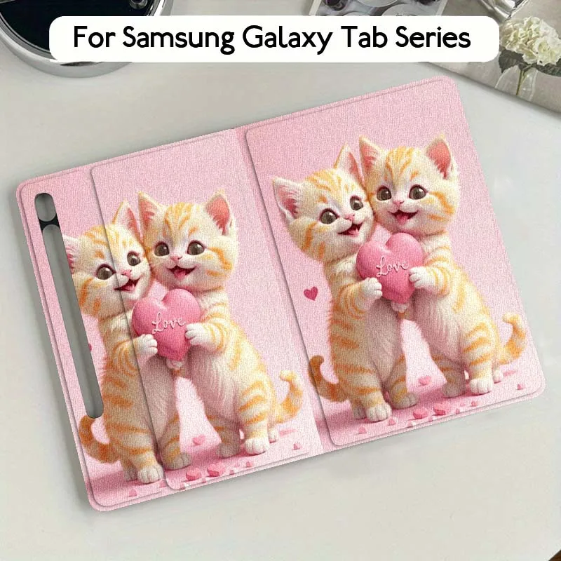 

Мягкий гибкий чехол для планшета Samsung Galaxy Tab S10 S9 S8 S7 FE Lite с милым котом и подсолнухами, подарок