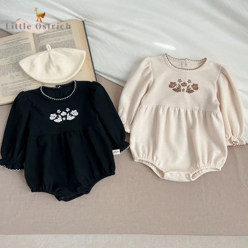 

Newborn Baby Girl Print Ruffle Jumpsuit Cotton Long Sleeve Romper Infant Child Toddler Flower Floral Pullover Baby Clothes 3M-2Y