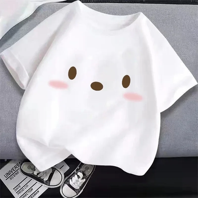 korean Hello Kitty Children Clothing Anime Sanrio Girls T-shirt Cartoon Melody Kuromi Summer Cute Top Cotton Kids Short Sleeves