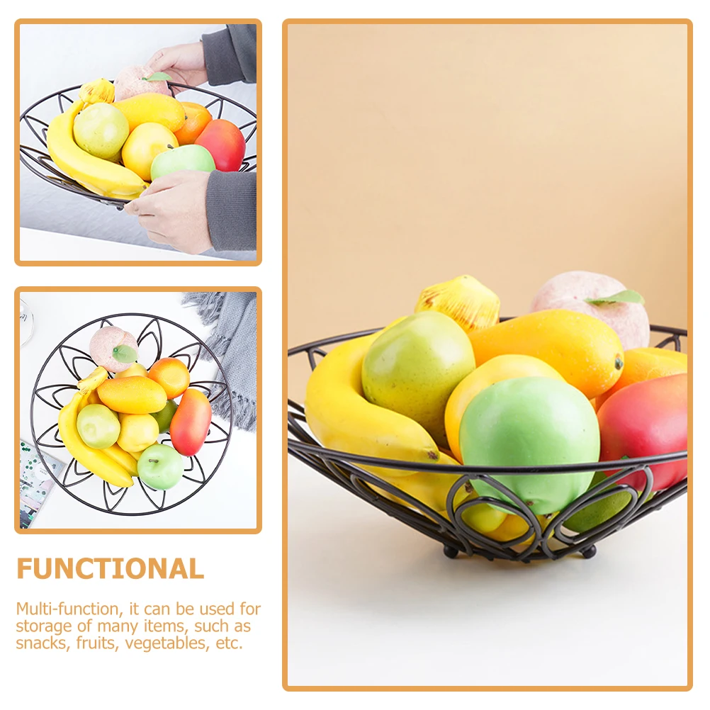 

Iron Wire Fruit Basket Household Decor Storage for Snacks Fruits Vegetables Large Opening Easy Cleaning Metal Vegetable Basket