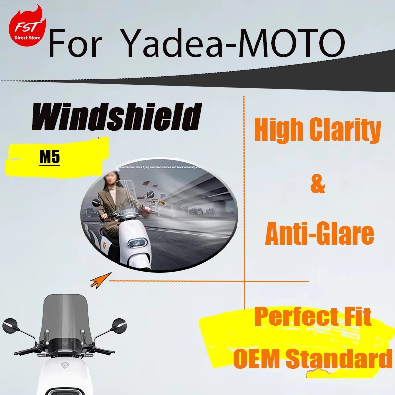 Suitable For Electric Car Yadea M5 Modified Windshield Crown Energy M5 Front Windshield Chest Guard Imported Windshield
