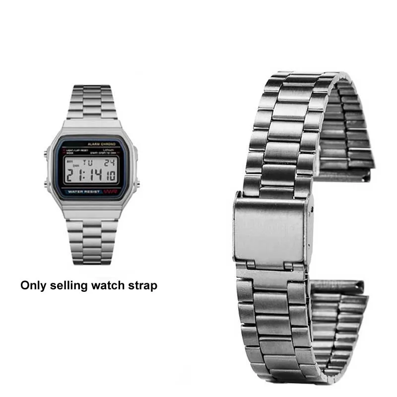 

Stainless steel Watch Band for Casio Bracelet A158 / A159 / A168 /A169 /B650 /AQ230/ 700 small gold watch series 18mm Wristband
