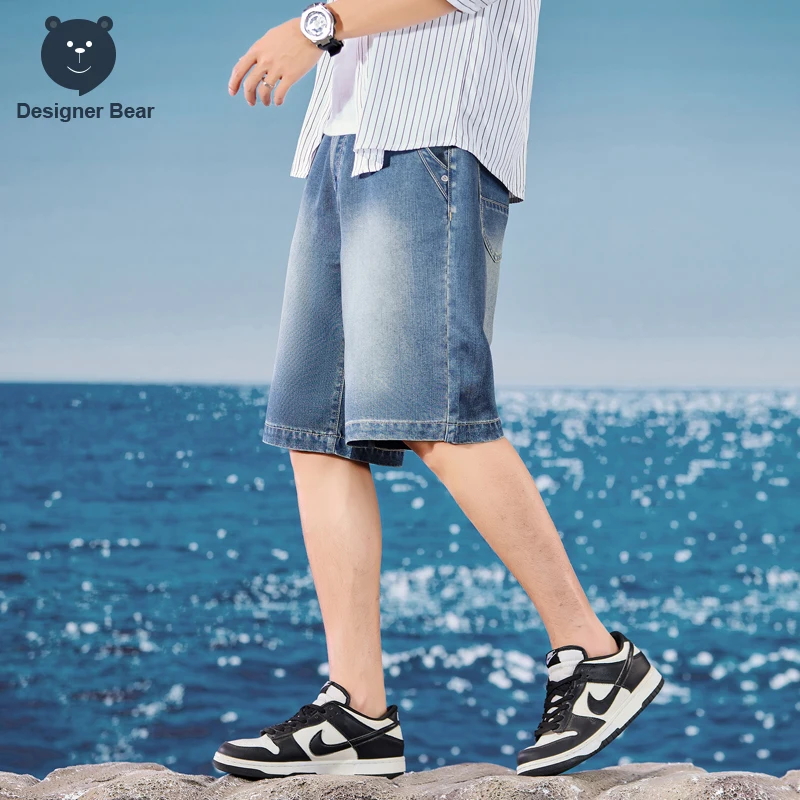 Summer Thin Men's Denim Shorts Lyocell Fabric Cool Baggy Straight  Knee Length Pants Jeans Joggers Short Jorts Man Bermuda M-4XL view 4