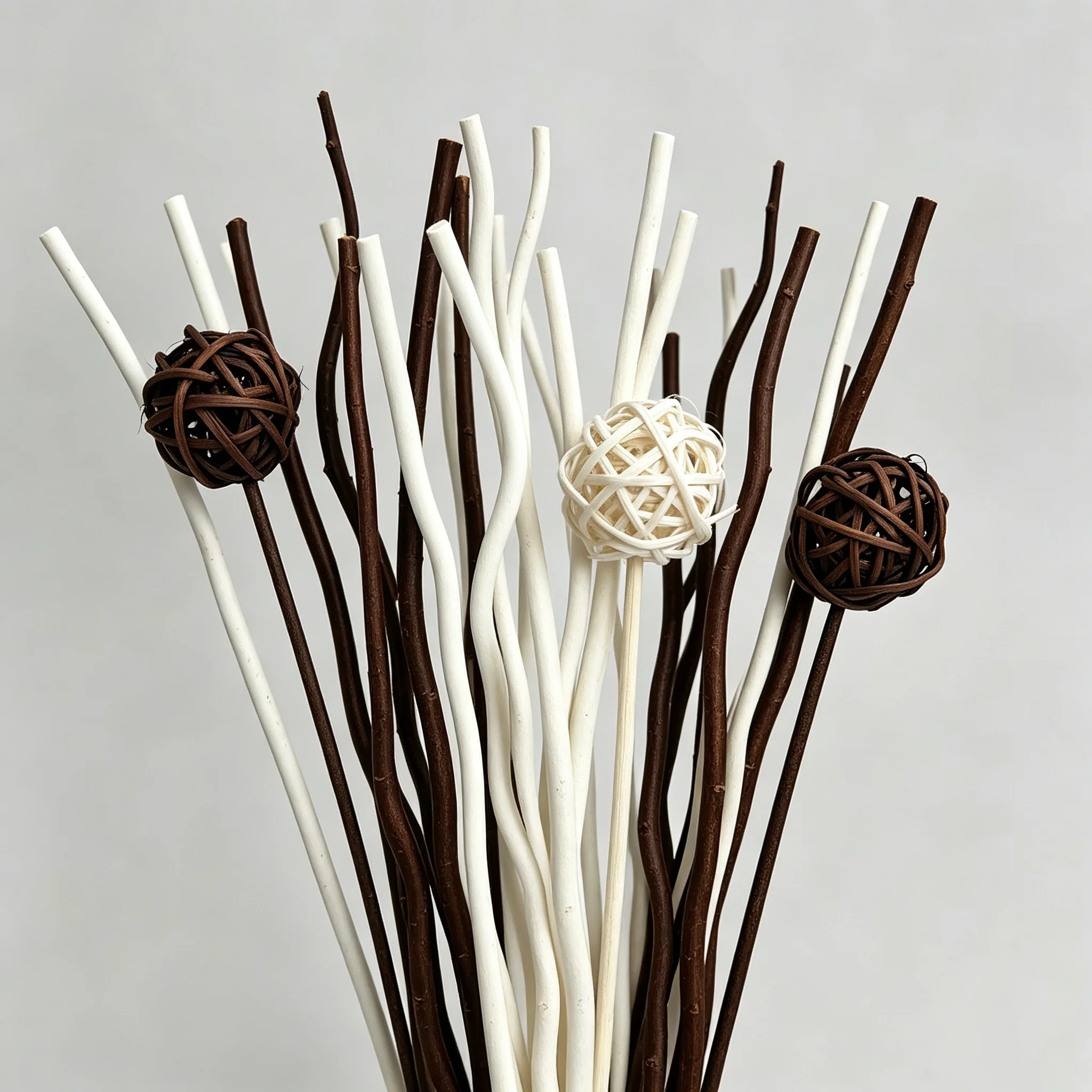 12Pcs/Lot Natural Willow Branch & Rattan Ball Diffuser Refill Sticks, Fire Free Home Aromatherapy Decor Fragrance Accessories
