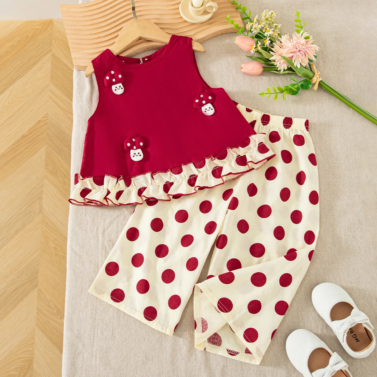 conjunto-de-2-pecas-para-bebes-meninas-conjunto-de-verao-com-estampa-de-bolinhas-e-desenhos-animados-top-e-calcas-roupas-para-bebes-meninas-conjunto-fofo-para-praia